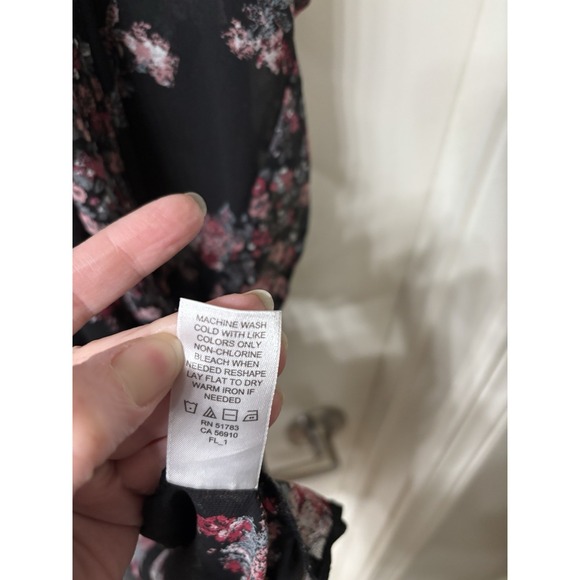 Black Floral Women's Oversized Kimono/swim Suit Cover Size S/M Maurices - Picture 5 of 5